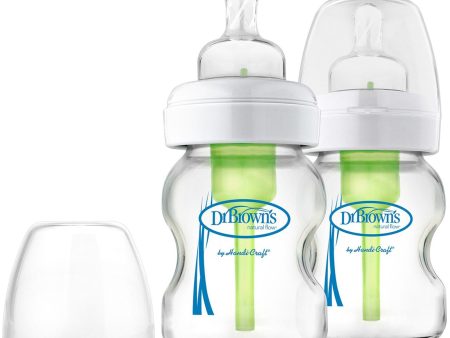 Dr Browns Natural Flow Options+ 2pk 5 Oz Glass Wide Neck Bottle Set - WB52700-P2 Online now