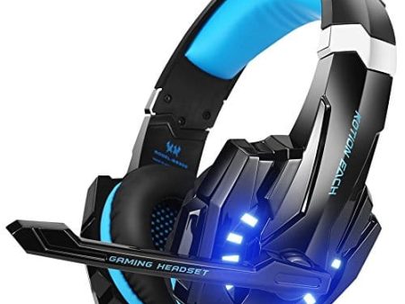 BENGOO G9000 Gaming Headset Professional 3.5mm PC LED Light Game Bass Headphones Stereo Noise Isolation Over-ear Headset Headband with Mic Microphone For PS4 Laptop Computer and Smart Phone Supply